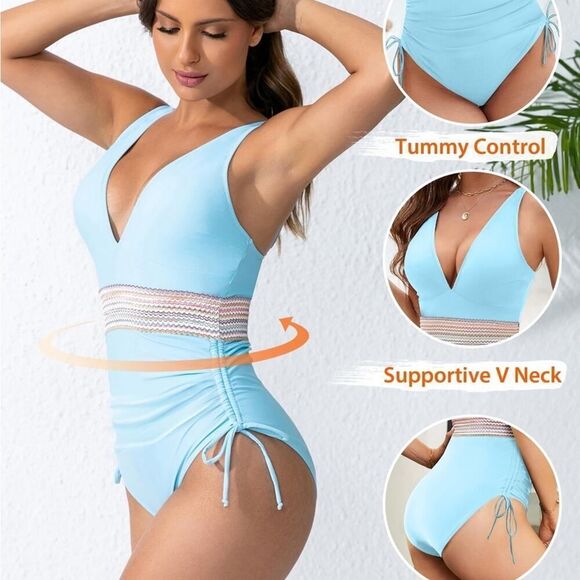 Blooming Jelly Light Blue One-Piece Swimsuit - Picture 7 of 13